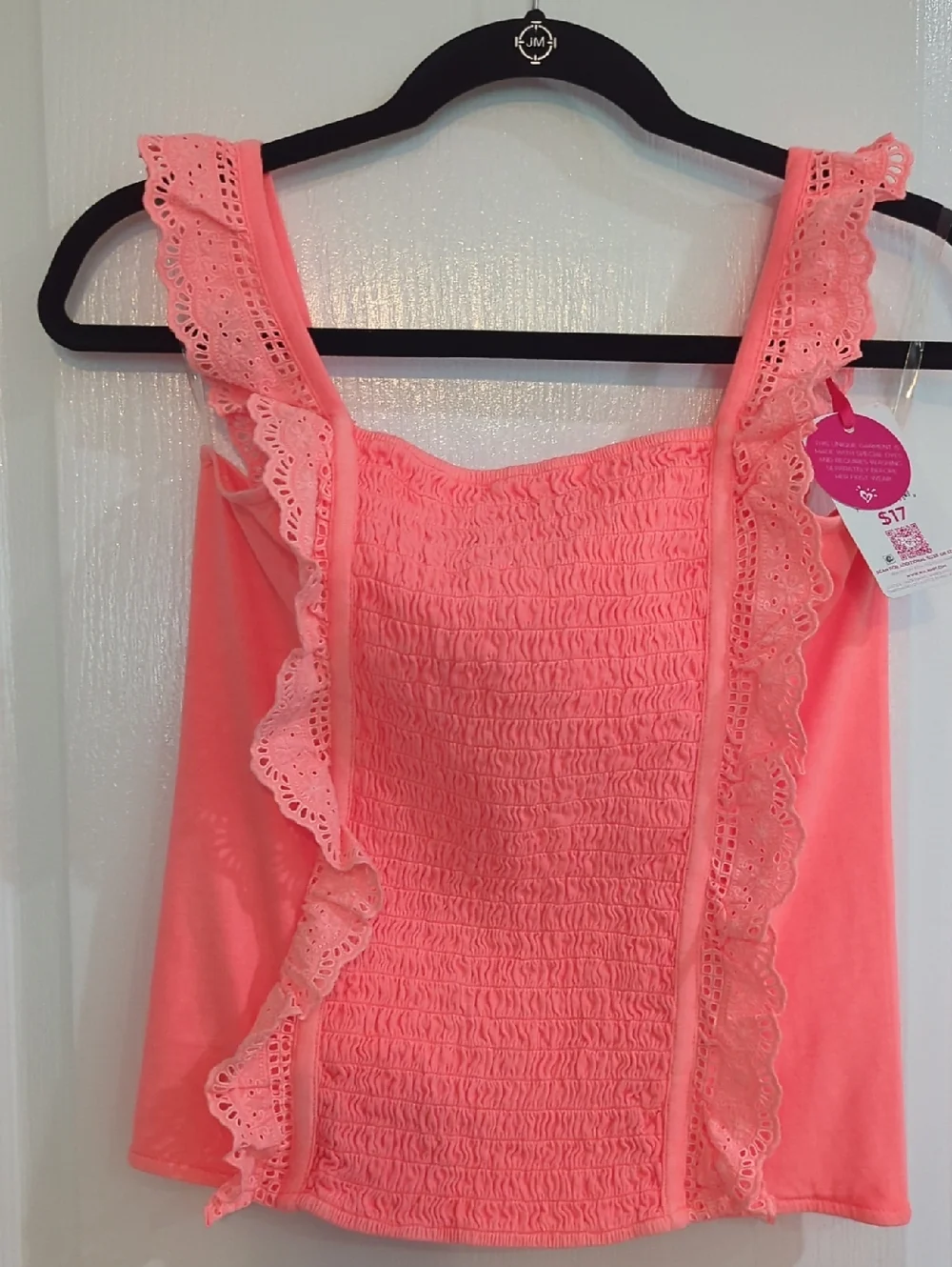 Justice Coral Ruffle Smocked Tank Top Sz XL 16/18